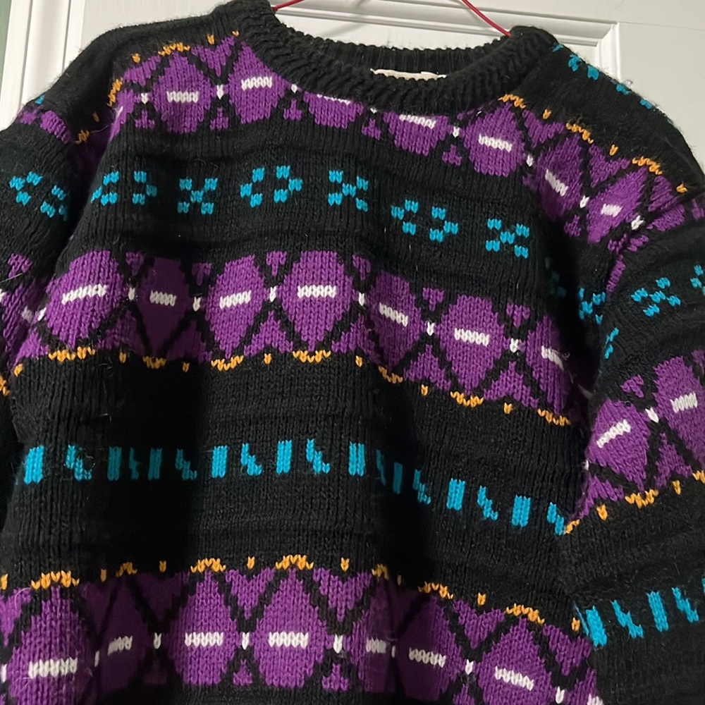 Vintage 80s Honors Boys youth XL fall fair isle crew neck sweater cottagecore
